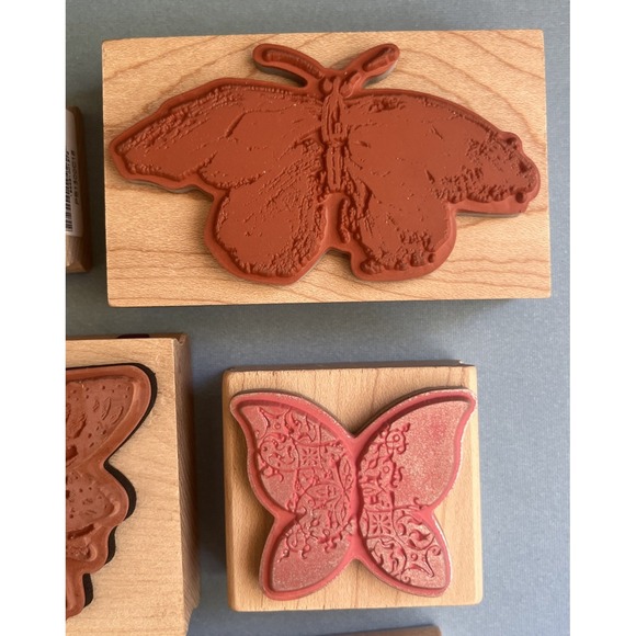 Butterflies & Ladybugs Wooden Block Rubber Stamps Lot of 13 - Picture 8 of 13